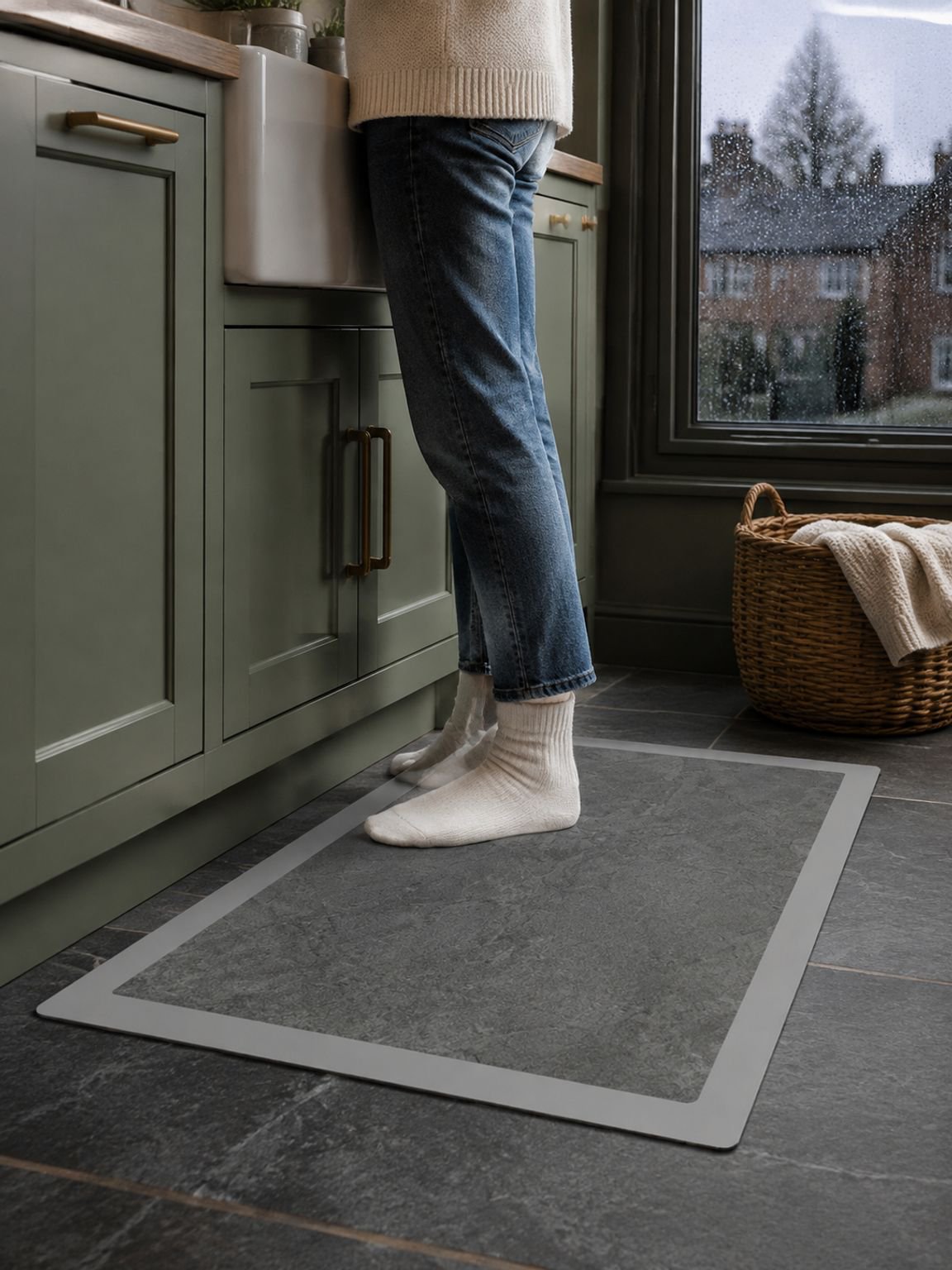 Absorbent diatomaceous earth floor mat