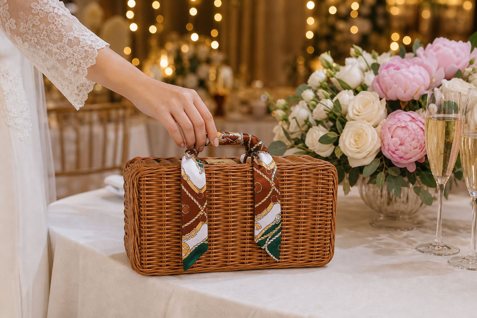 Holiday gift box with natural rattan design