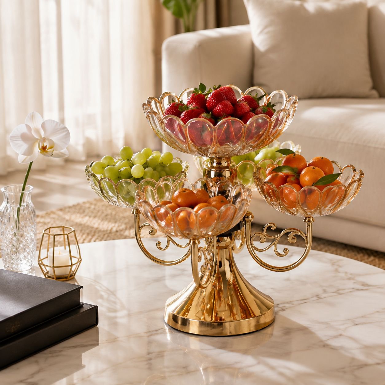 Multi layered rotating high-end crystal fruit plate