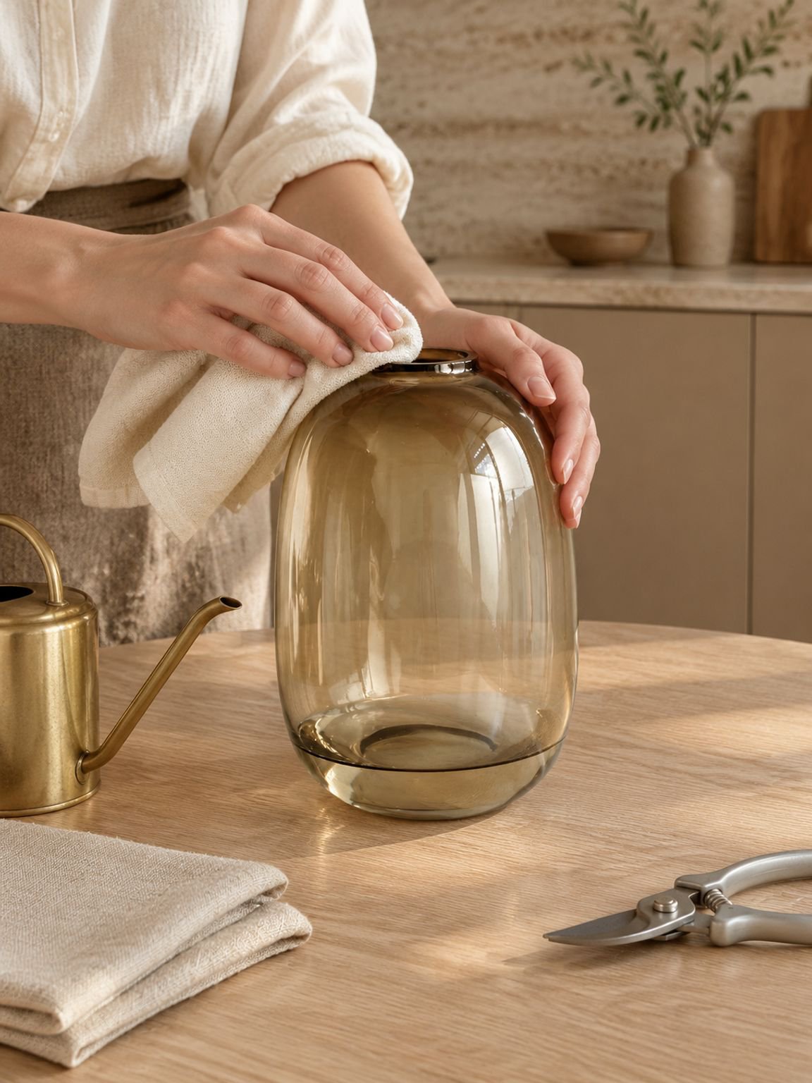 Large glass vase centerpiece idea for your hallway