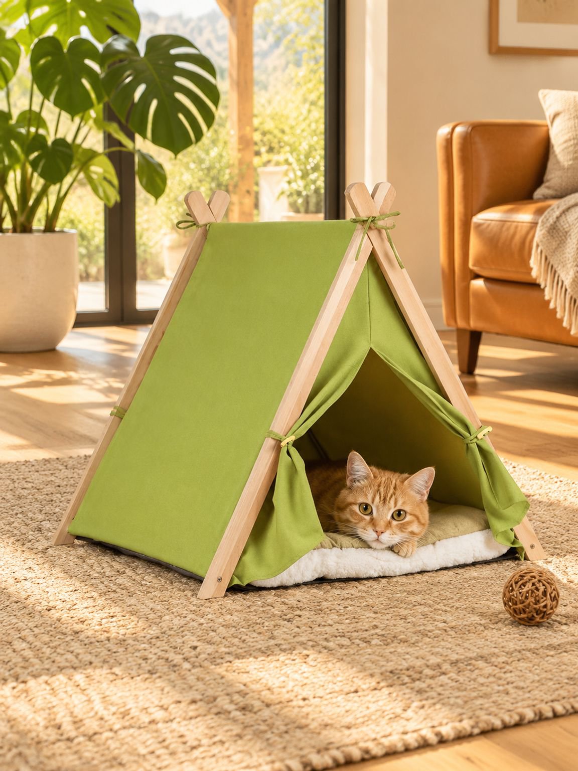 Cama para gato desmontable y lavable, tipo tienda