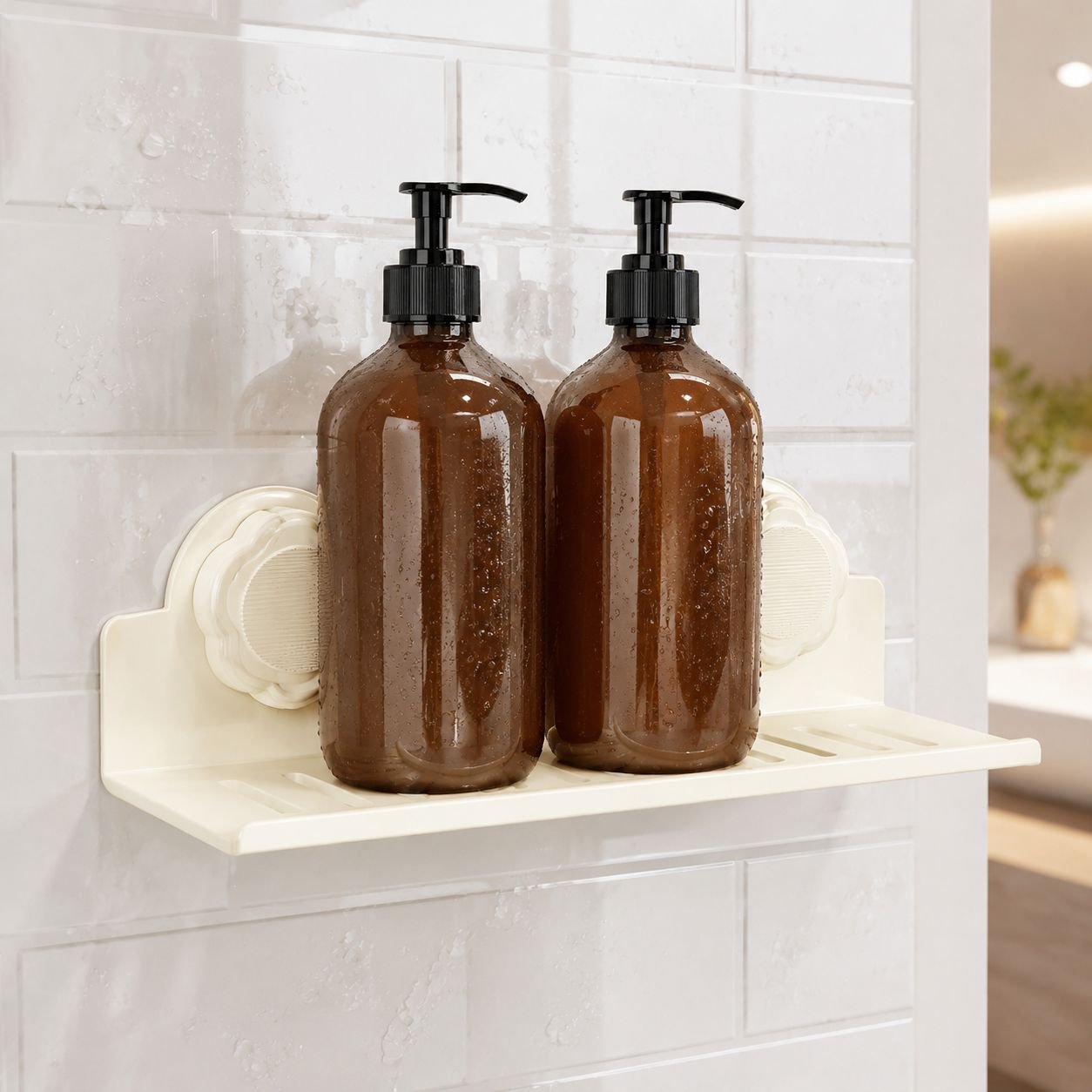 Organizador de baño sobre grifo con jabones