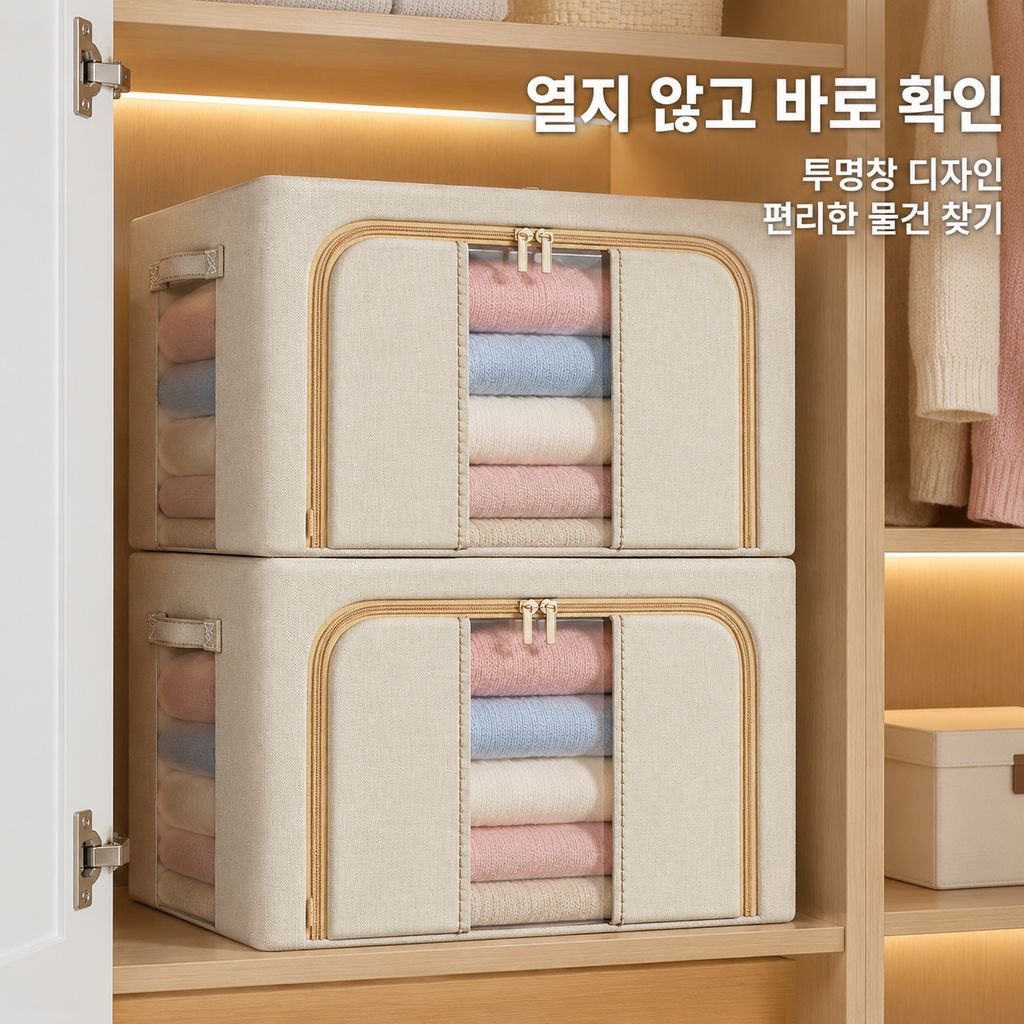 가정용 접이식 옥스포드 스틸 프레임 수납함 옷 이불 정리함