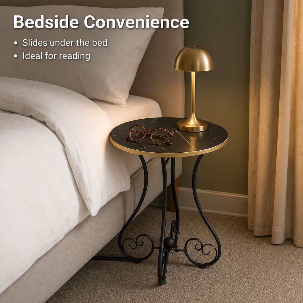 Small Movable Side Table Next to Sofa