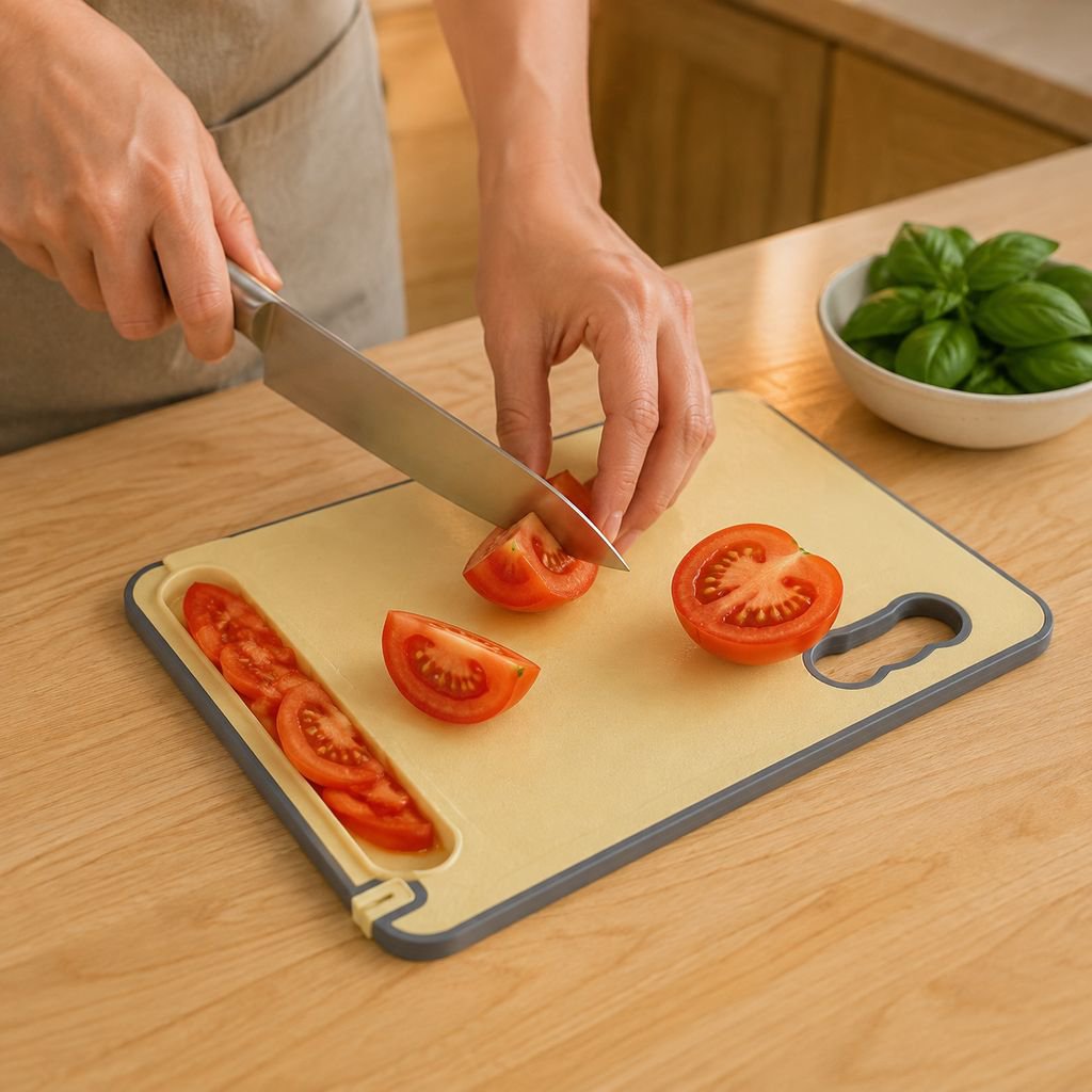 304 Stainless Steel Antibacterial Double-Sided Cutting Board with Knife Sharpener for Home Kitchen