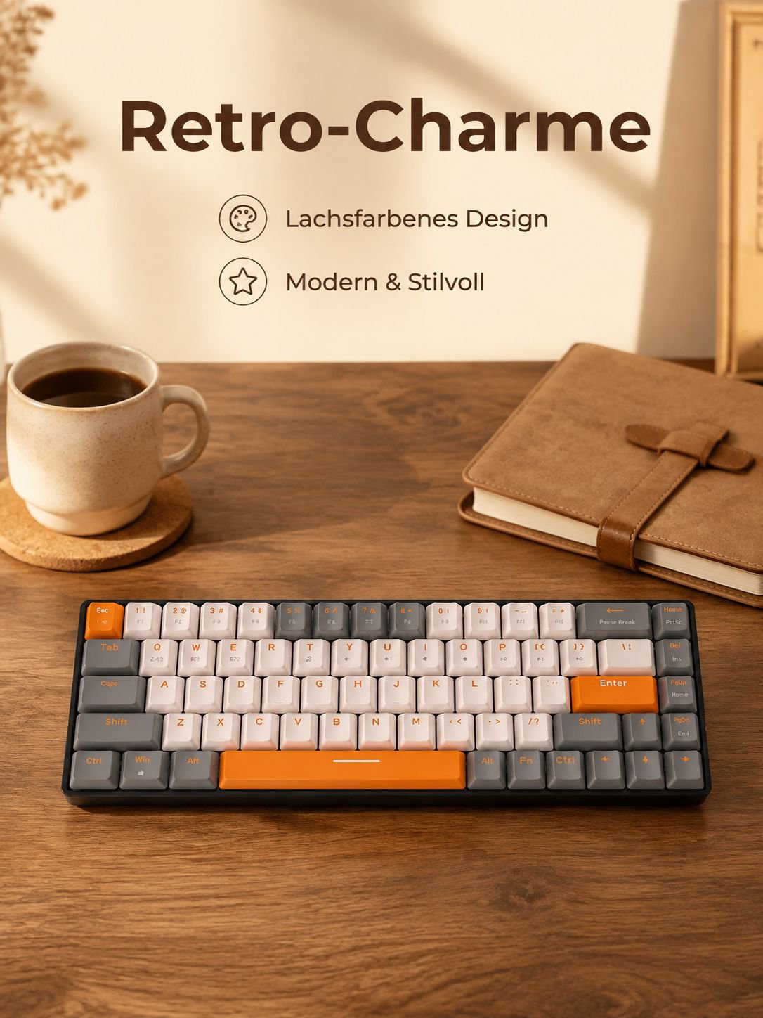 Undurchsichtige Lachsfarben-Mischung mechanische Tastatur