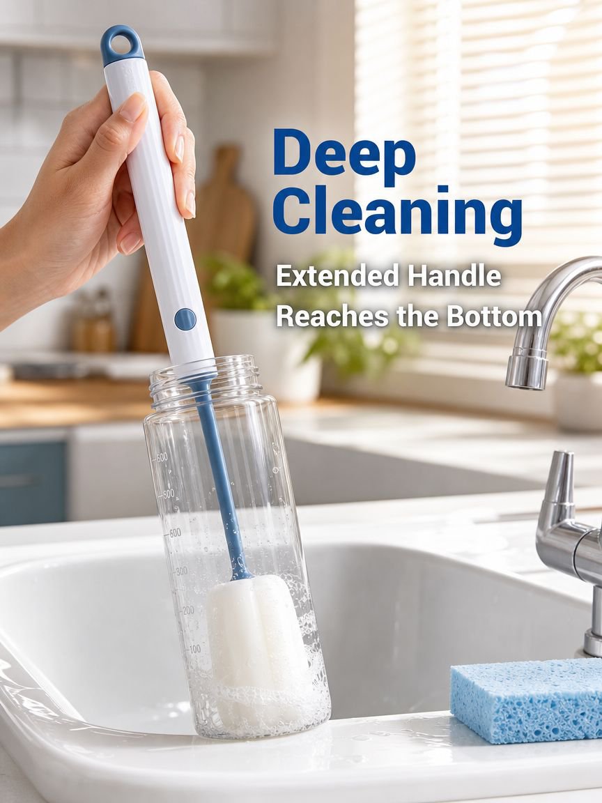 New style cup brush with long handle, a must-have for home use, a sponge brush with a replacement he