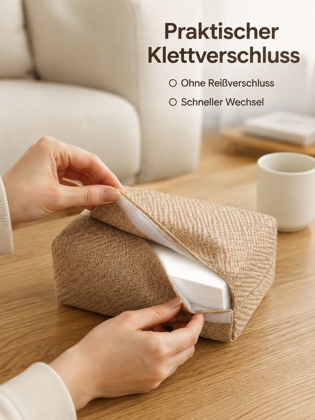 Baumwoll-Leinen Taschentuchbox Aufbewahrungstasche im japanischen Stil für Wohnzimmer und Esstisch
