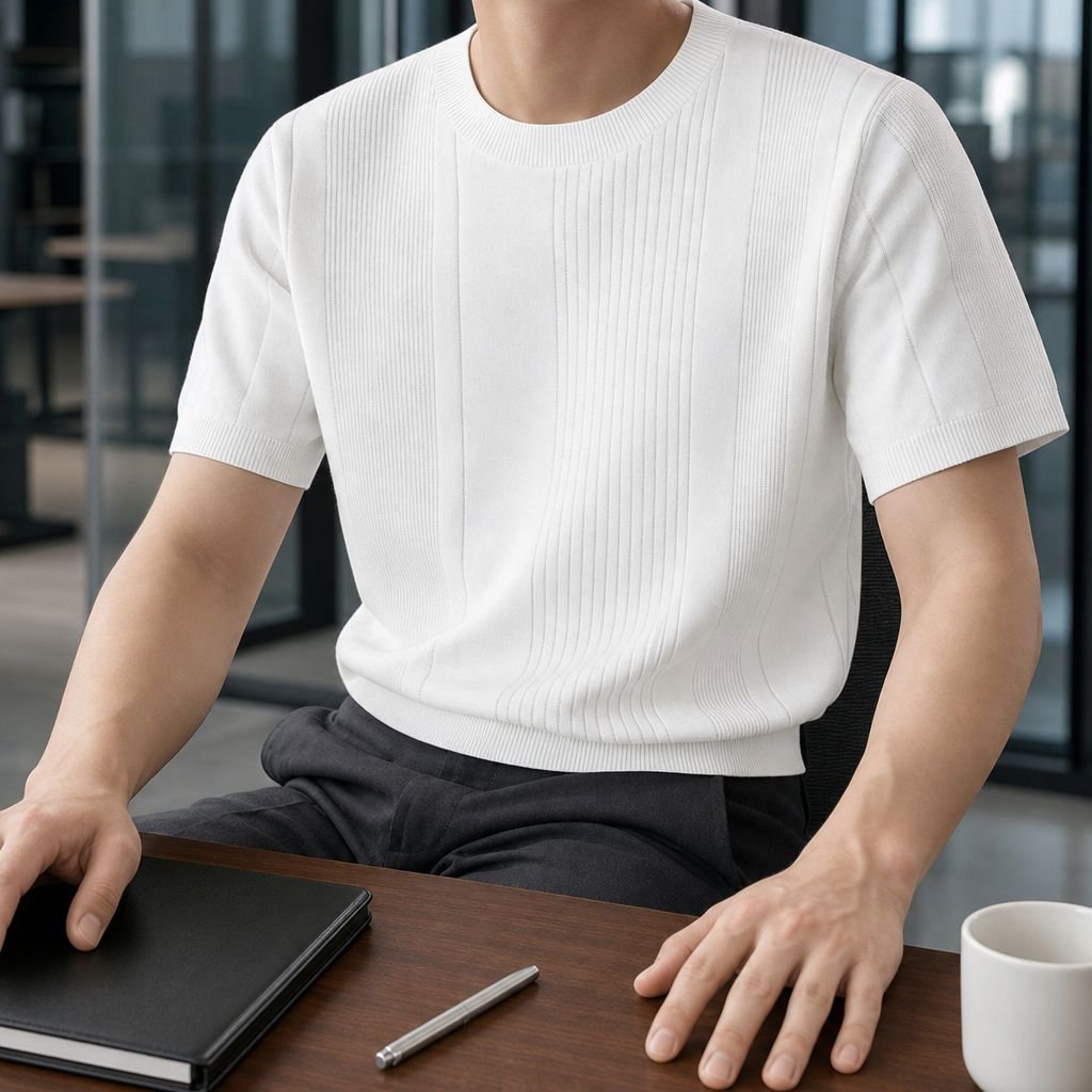 2026 신상 남성 아이스 쿨 드라이 텐셀 린넨 실크 반팔 티셔츠
