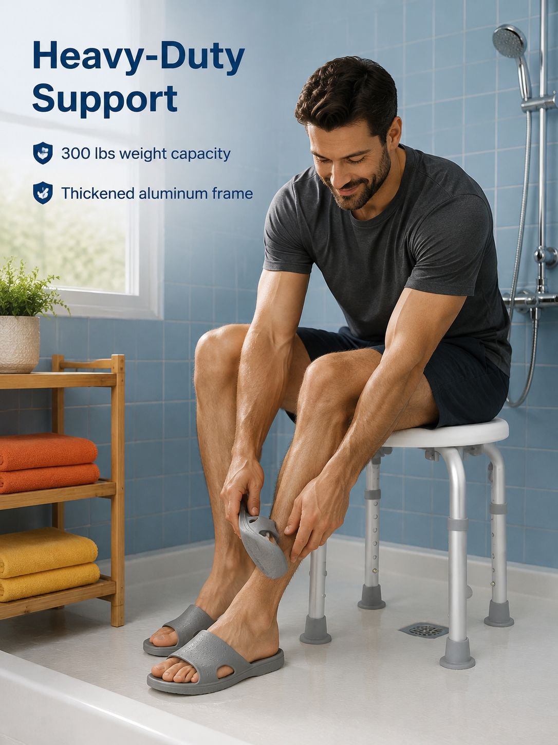 Rust-resistant shower chair suitable for seniors