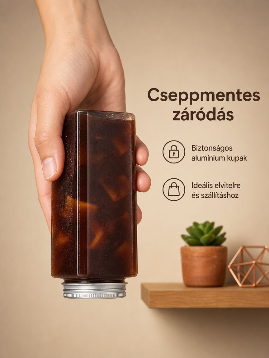 Eldobható PET téglalap alakú műanyag pohár / Téglalap alakú bubble tea pohár 500 ml