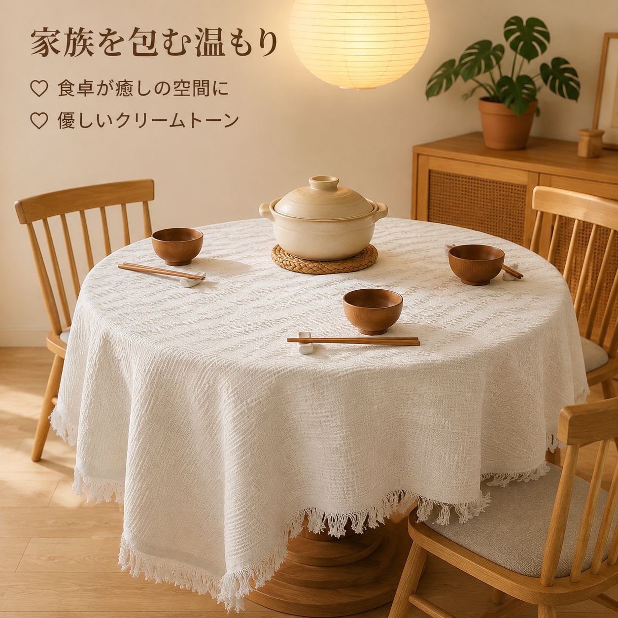 北欧INSクリーム風ダイニングテーブルクロス