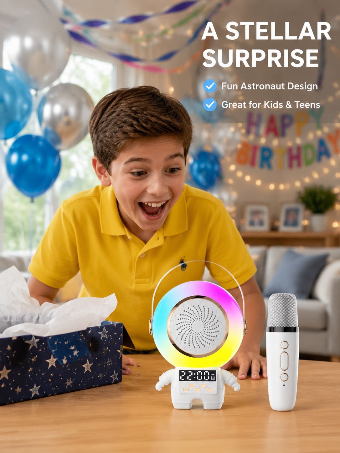 Dazzling Spaceman Bluetooth Microphone Clock