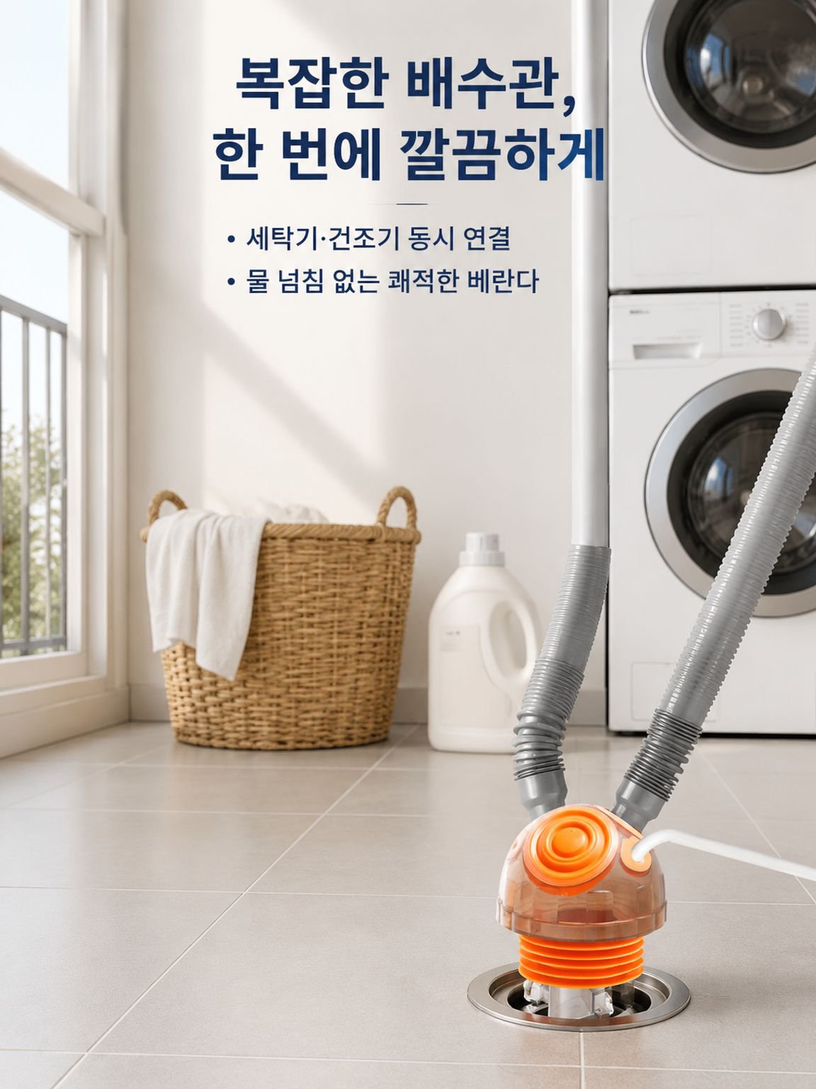 다기능 6구 배수구 악취 방지 및 역류 방지 연결부