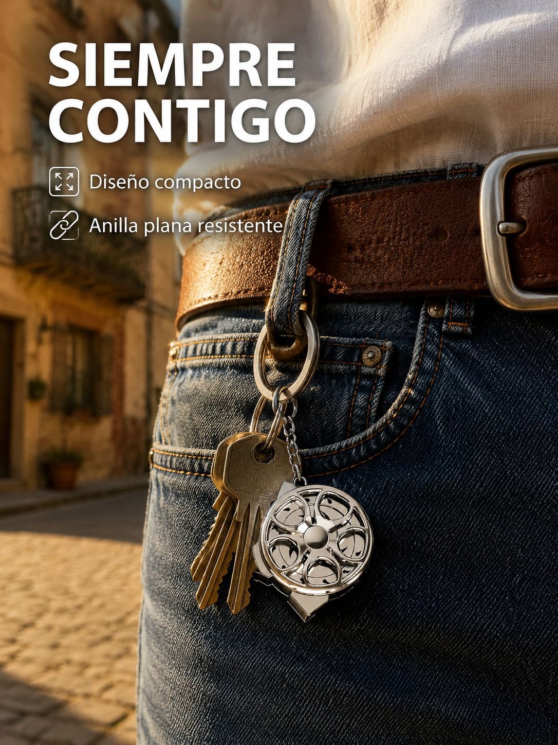 Llavero con mini cinta métrica de acero