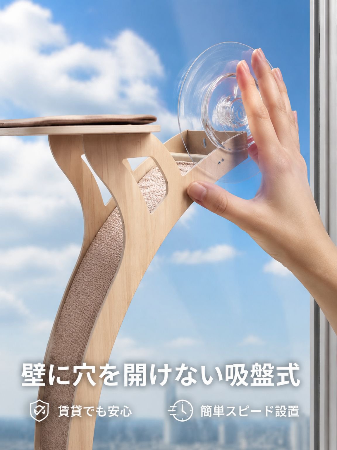 吸着式ガラスキャットタワー