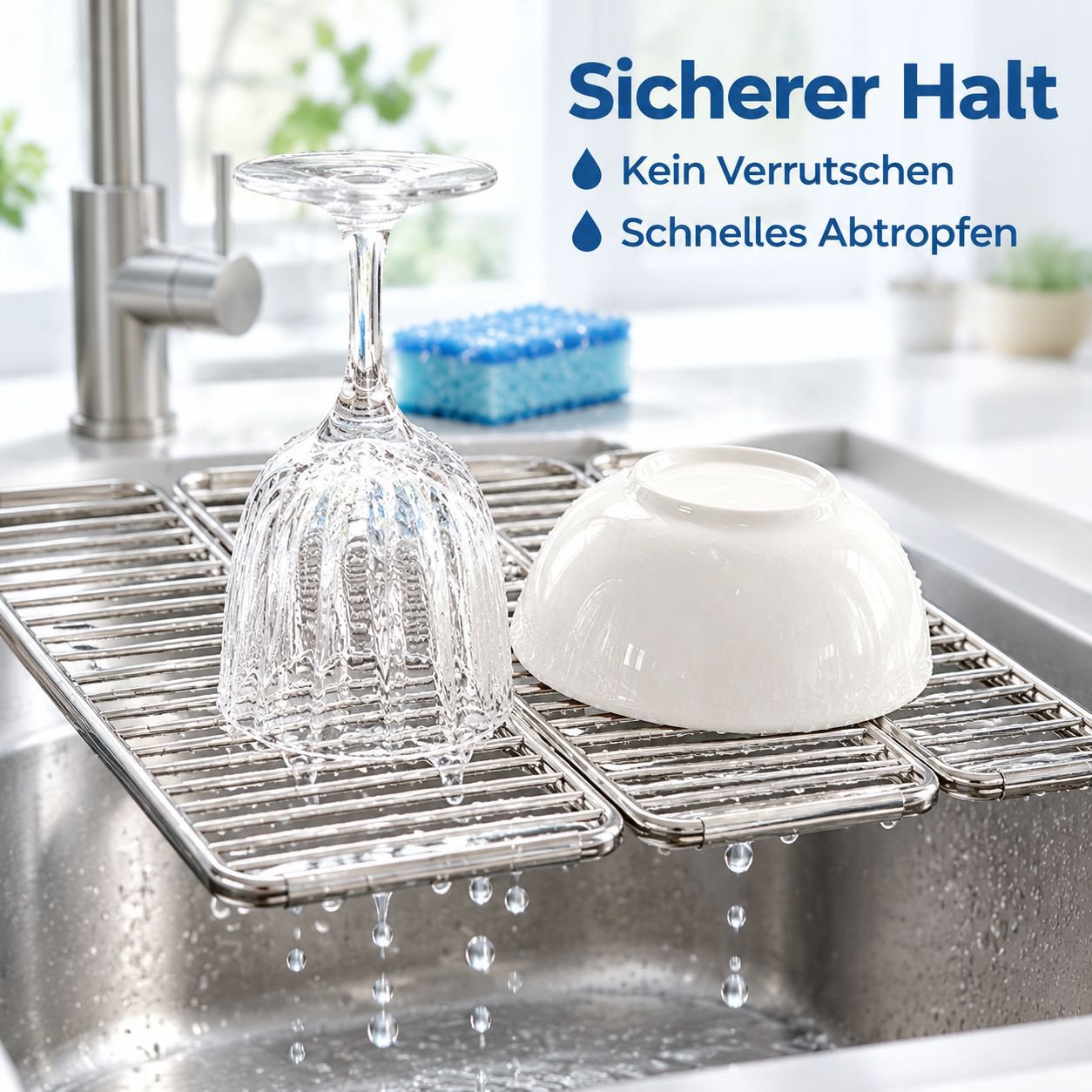 Spülbecken Abtropfgestell Faltbar Edelstahl Geschirrkorb Spülen-Organizer