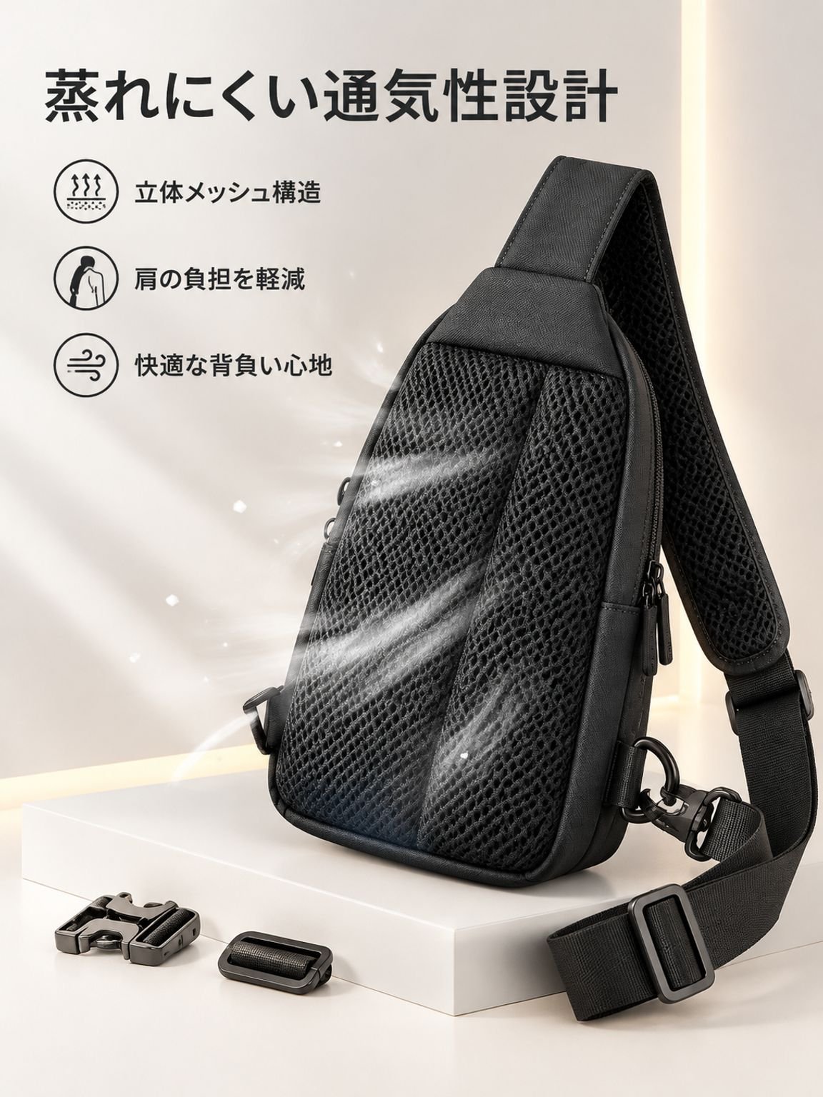 上質なメンズボディバッグ、トレンド感のあるショルダーバッグ