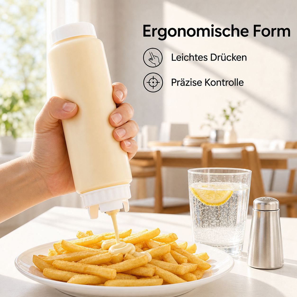 Doppelköpfige auslaufsichere Saucen-Quetschflasche