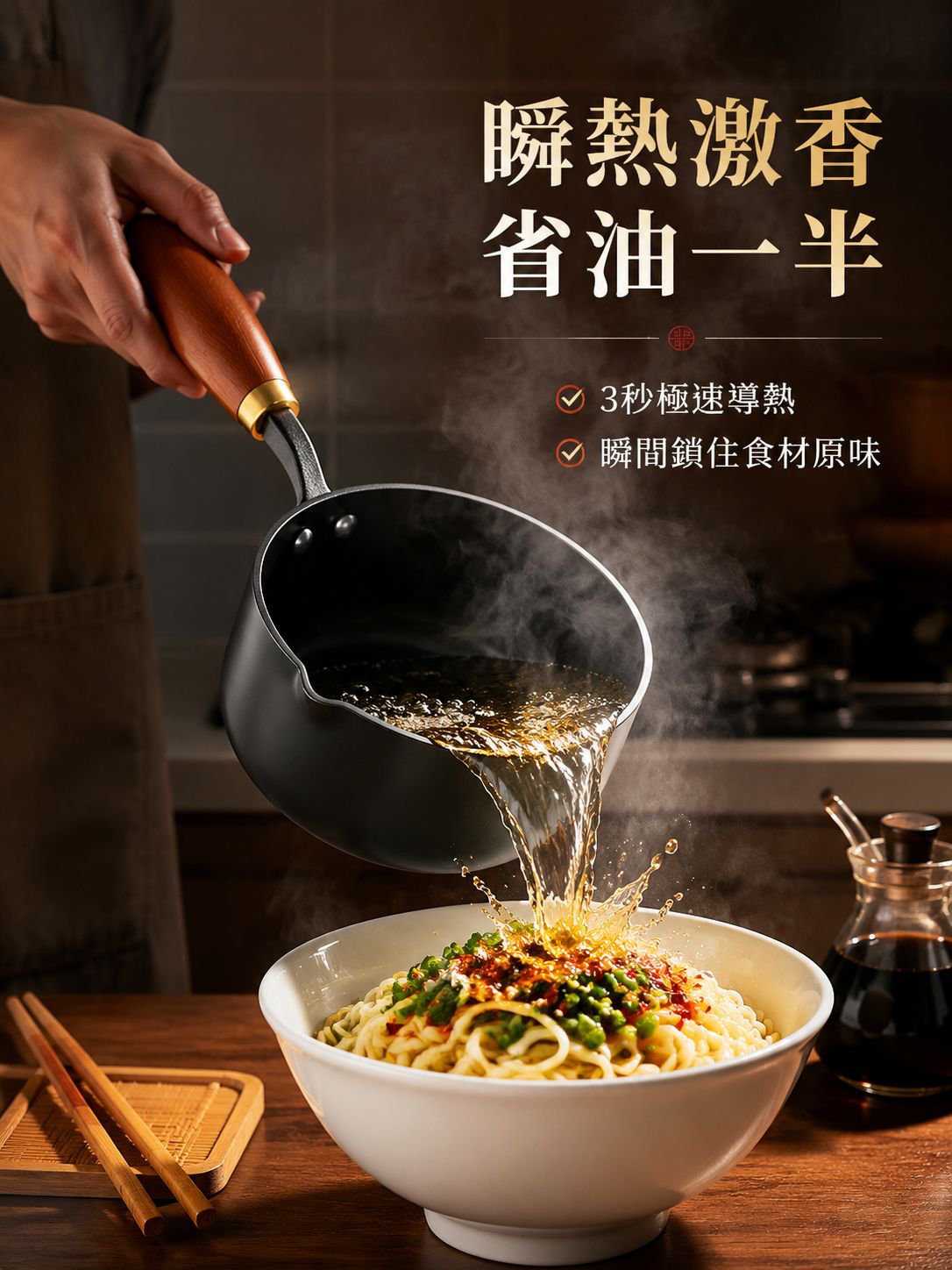 手工鍛造無塗層潑油小鍋