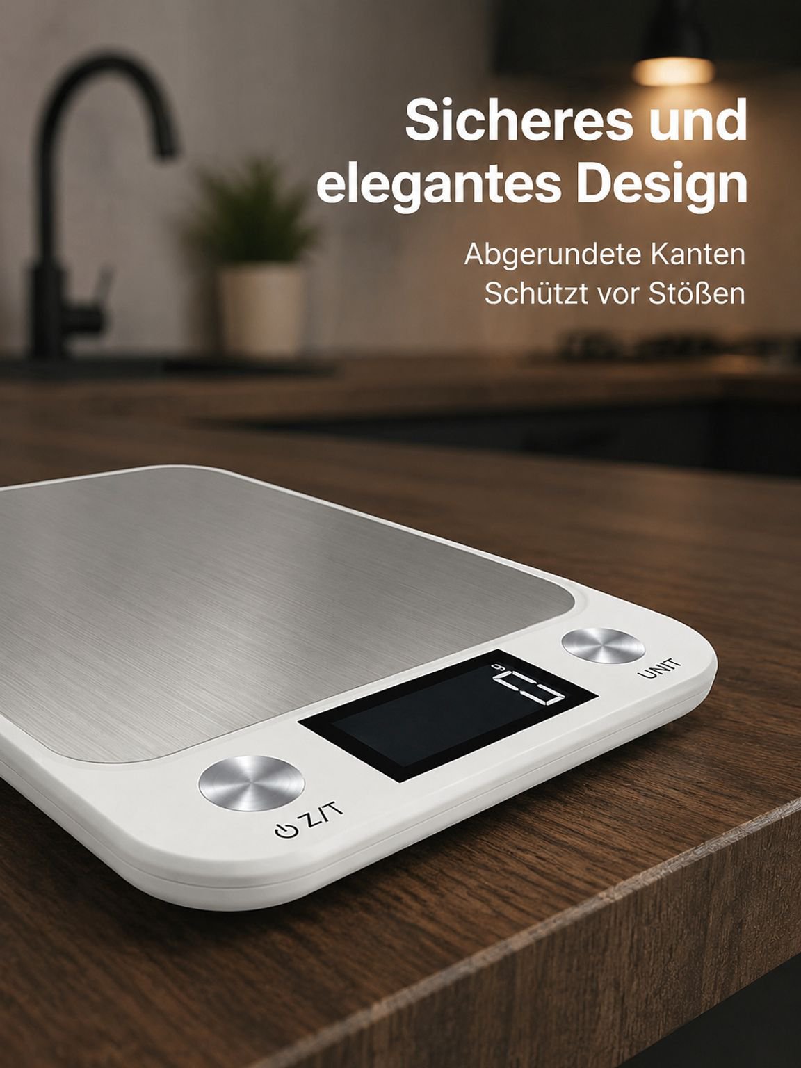 Kompakte und platzsparende digitale Küchenwaage