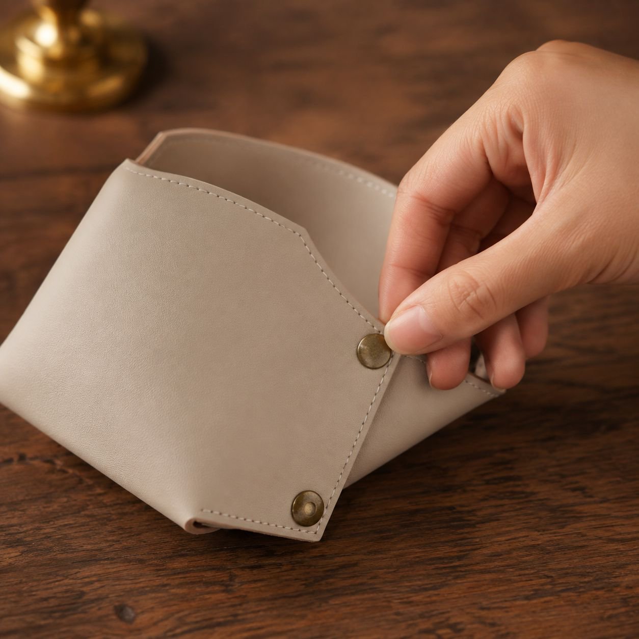 Soporte de cuero para bolígrafos de escritorio