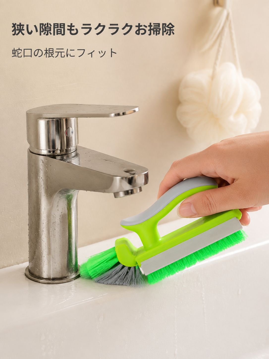 浴室の隅の隙間ブラシ