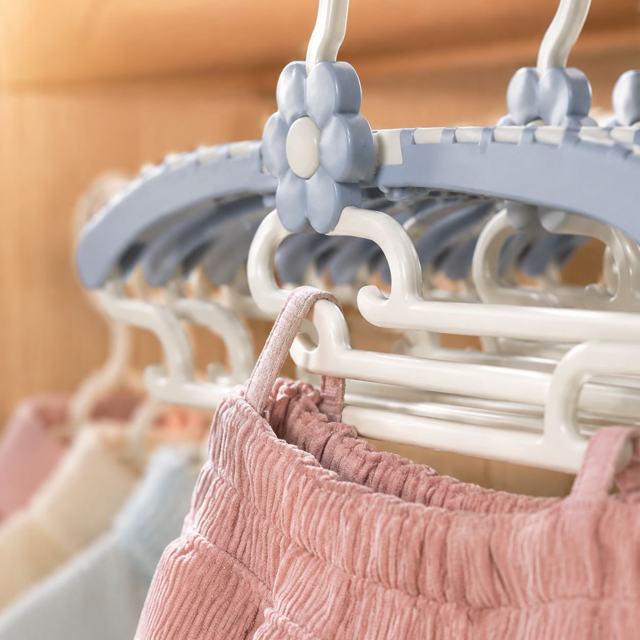 Easy-to-adjust kids hanger for growing children