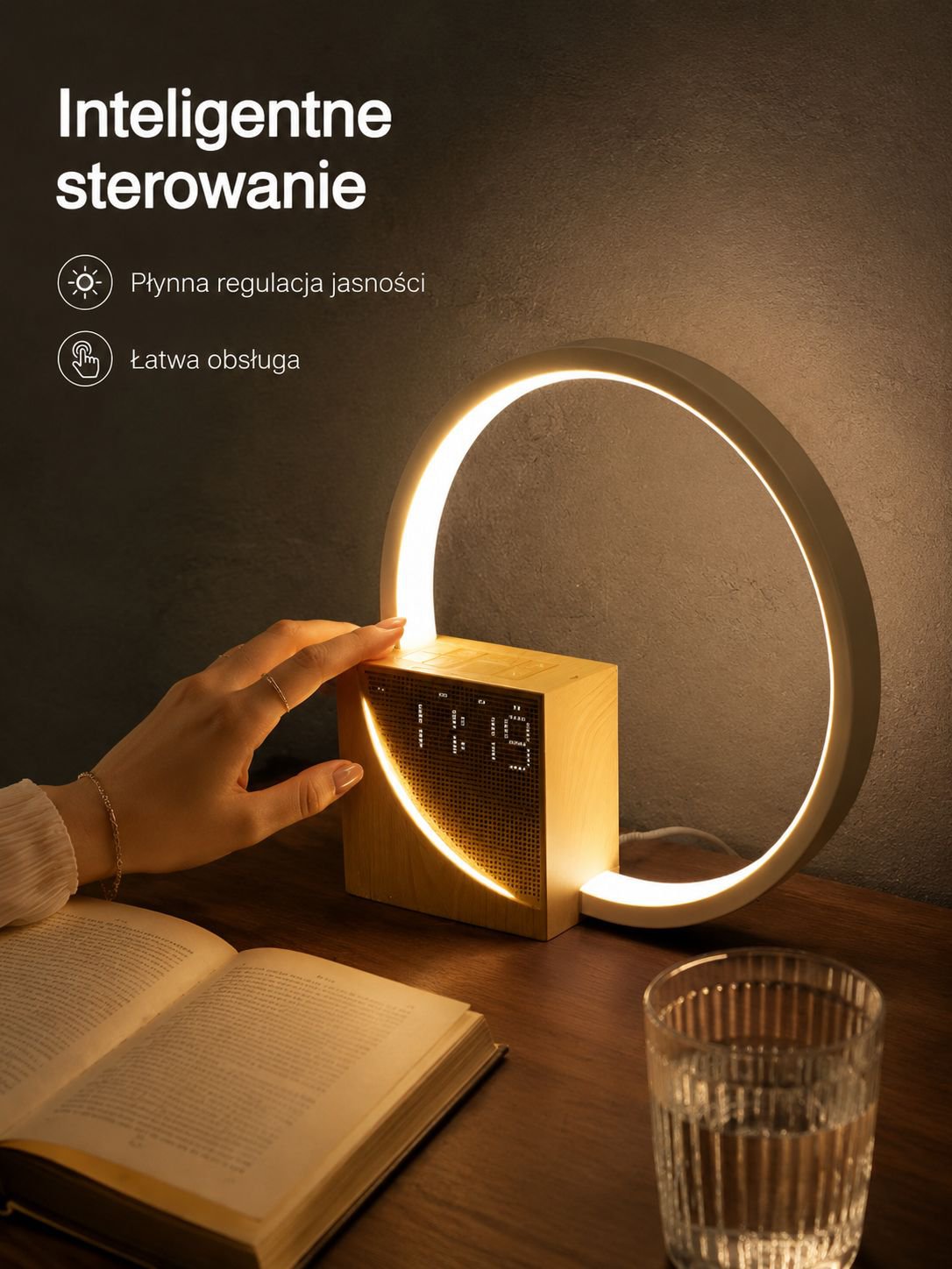 Dotykowa lampka nocna z białym szumem i ładowarką bezprzewodową
