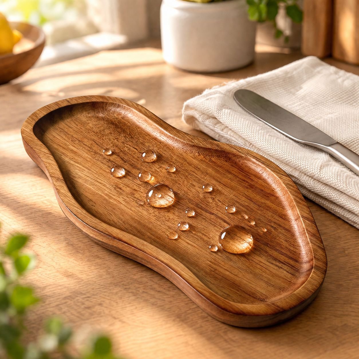 Handcrafted solid wood serving tray for home