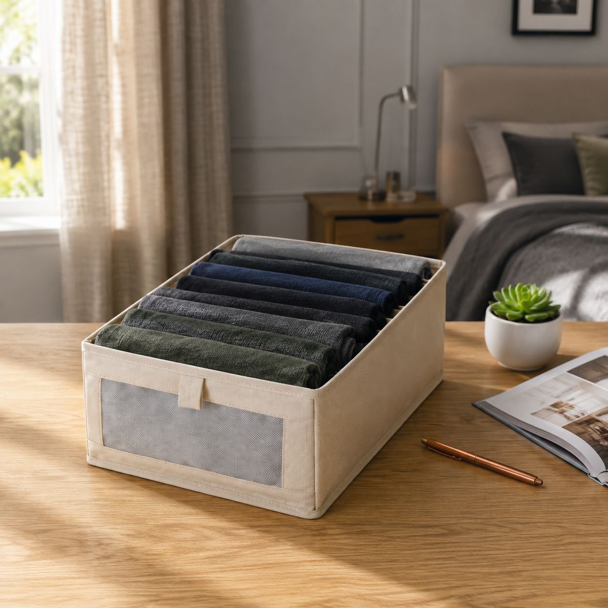 Multiple compartment cotton underwear box for easy sorting