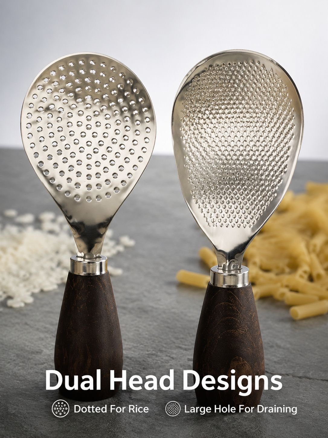 Stand-up stainless steel non-stick rice scoop
