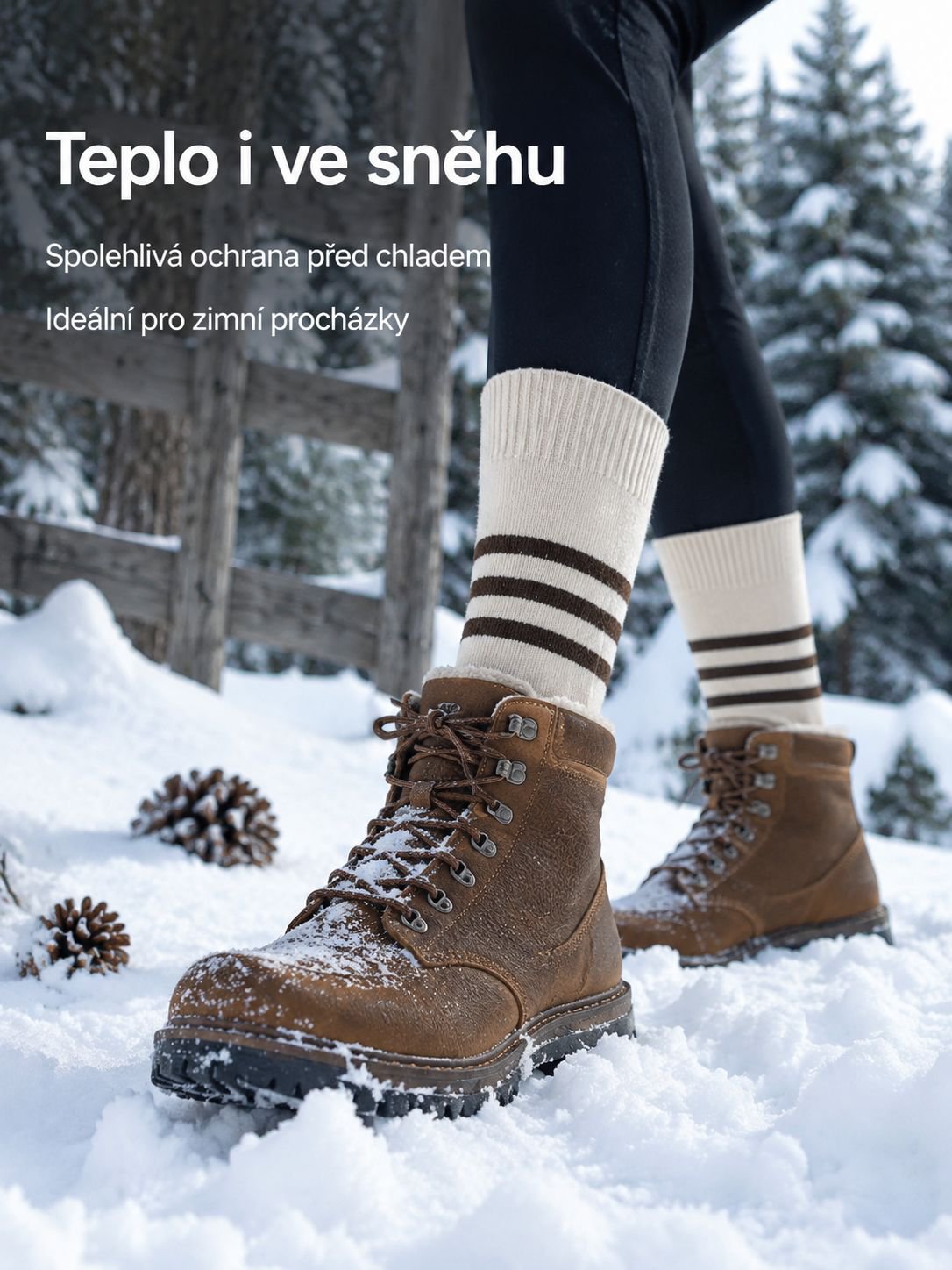 Kašmírové telecí ponožky s fleecovou podšívkou a zesílenou vrstvou