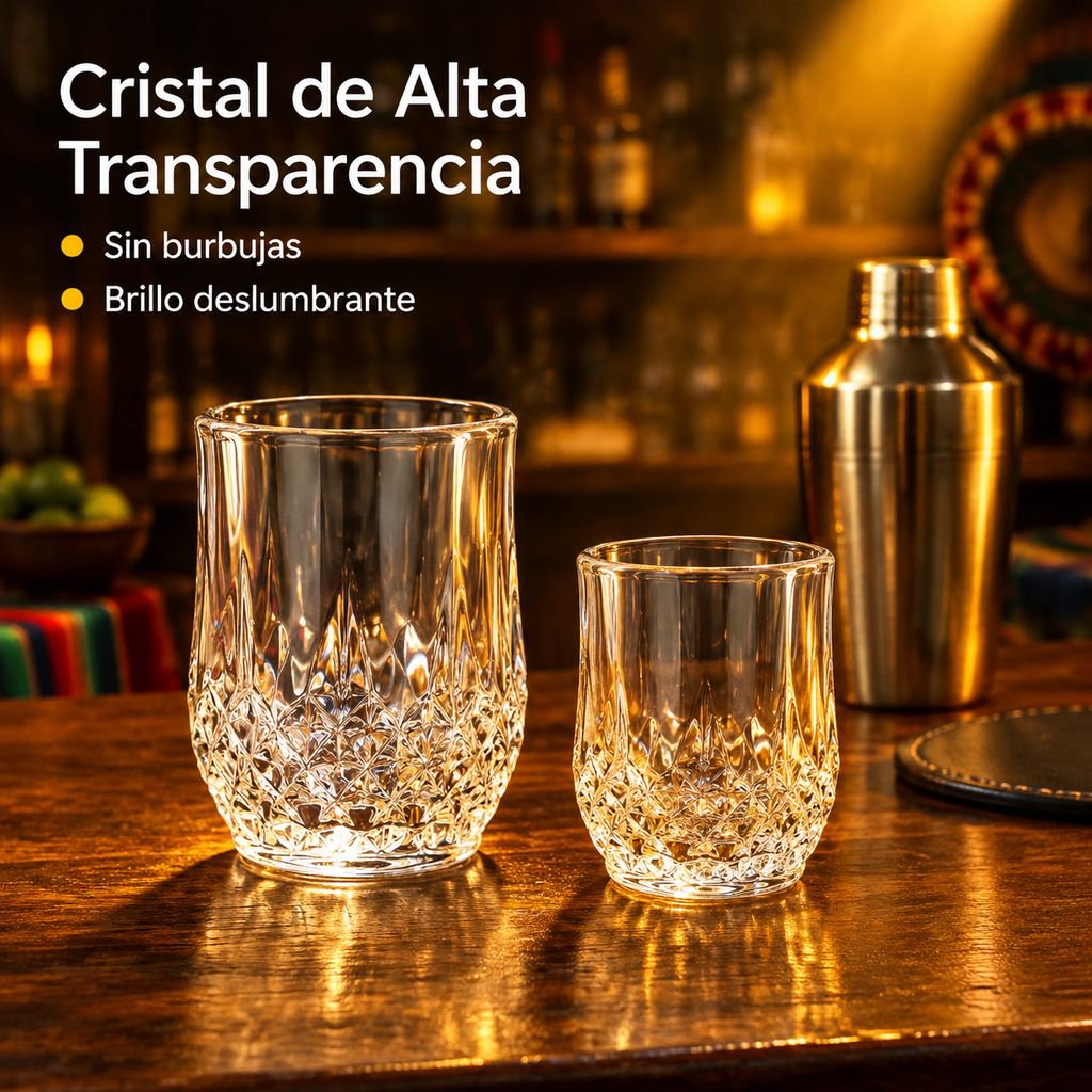 Vaso de Vidrio para Whisky y Cerveza Diseño Diamante para Bar KTV