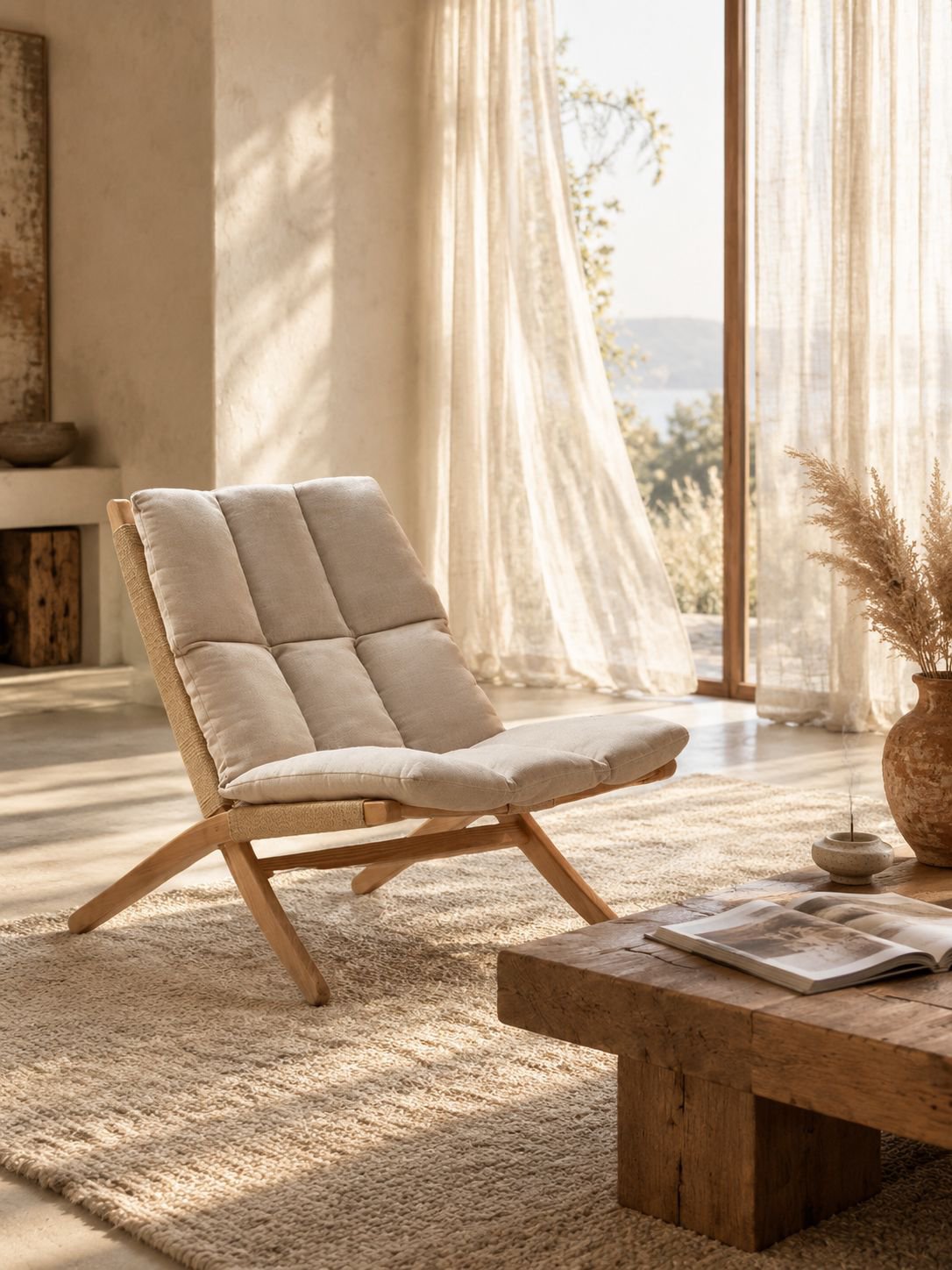 Massiver Roteichen-Sessel mit Rückenlehne für Winter und Sommer