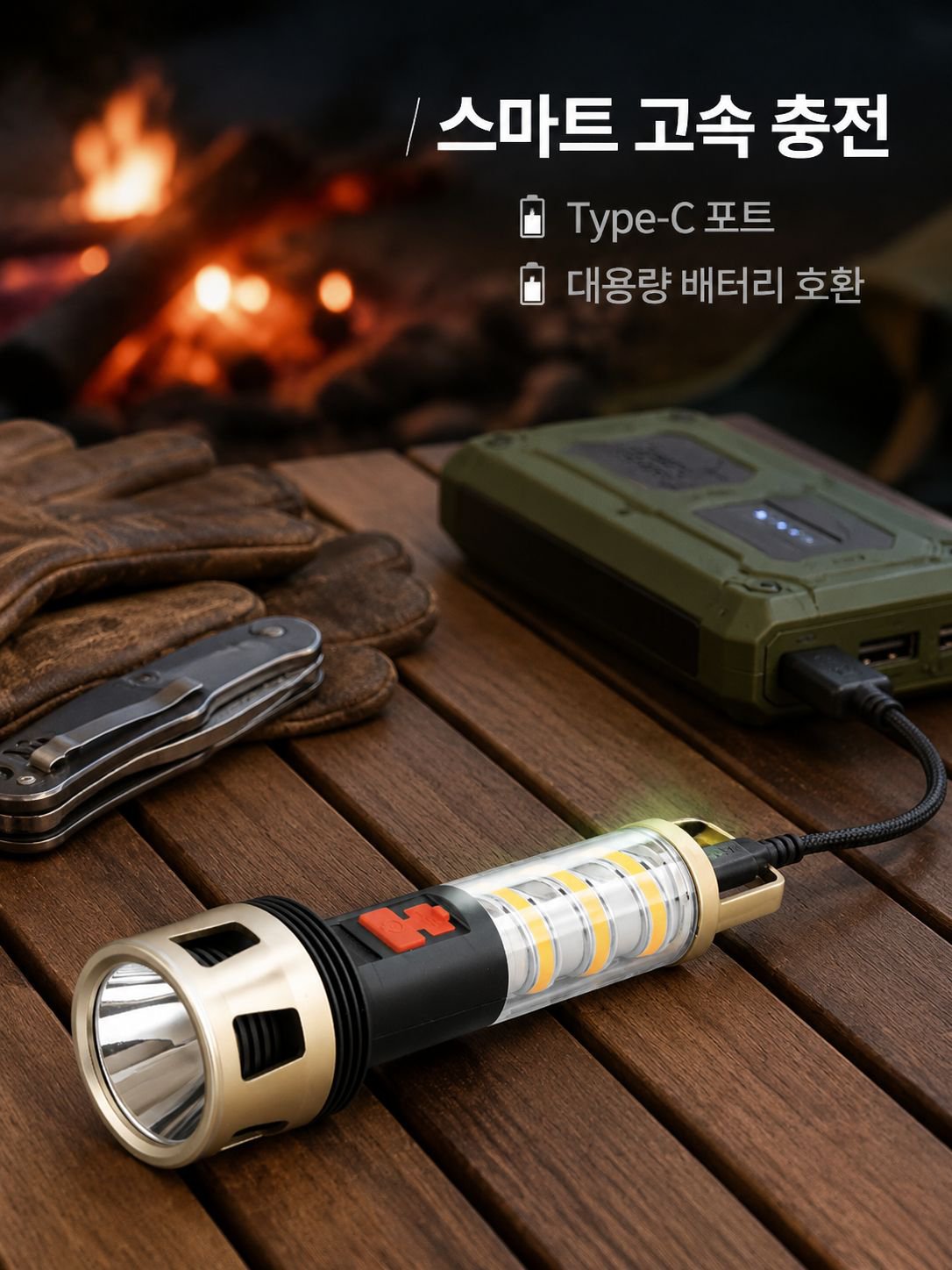 듀얼 광원 초강력 손전등