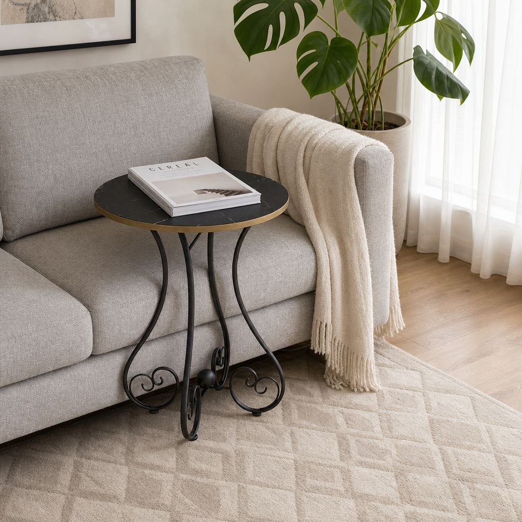 Small Movable Side Table Next to Sofa