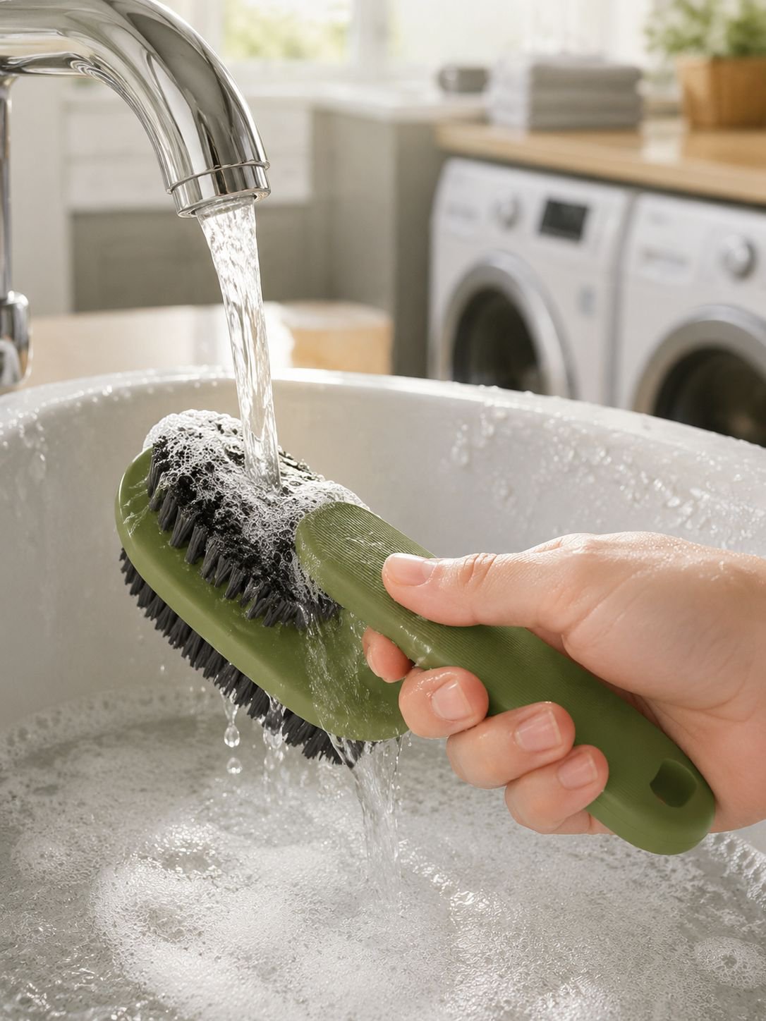 Close-up of soft, dense bristles for effective cleaning