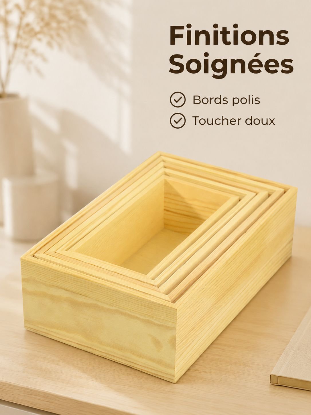 Boîte de rangement multifonctionnelle en bois pour stylos et accessoires