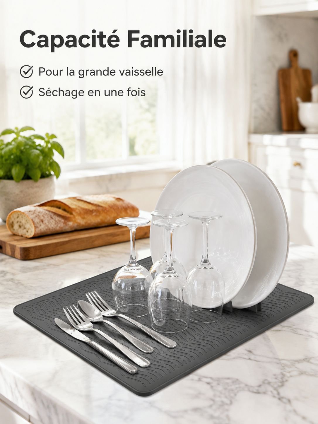 Tapis de cuisine anti-brûlure et égouttoir