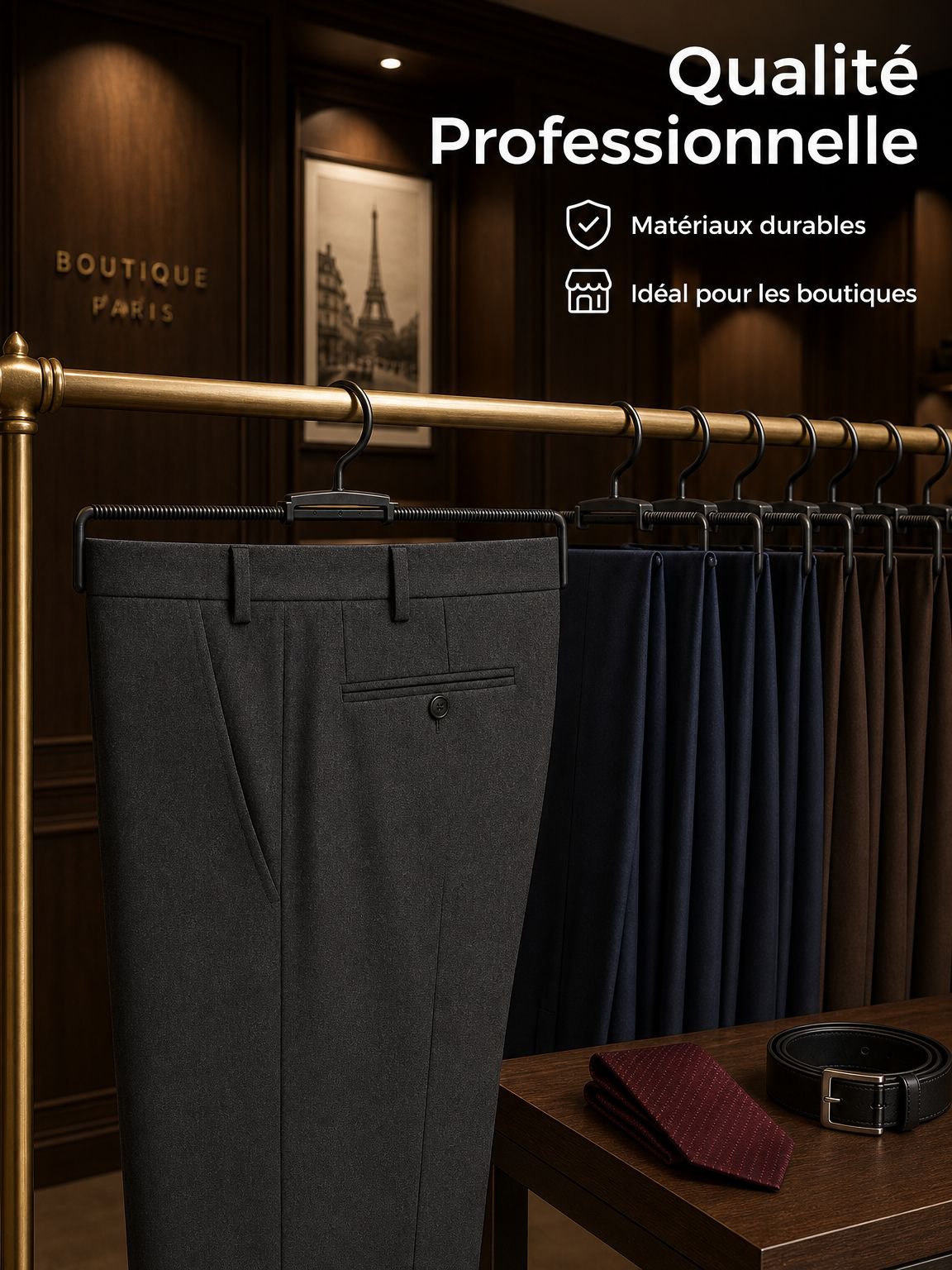 Cintre à pantalon extensible à ressort