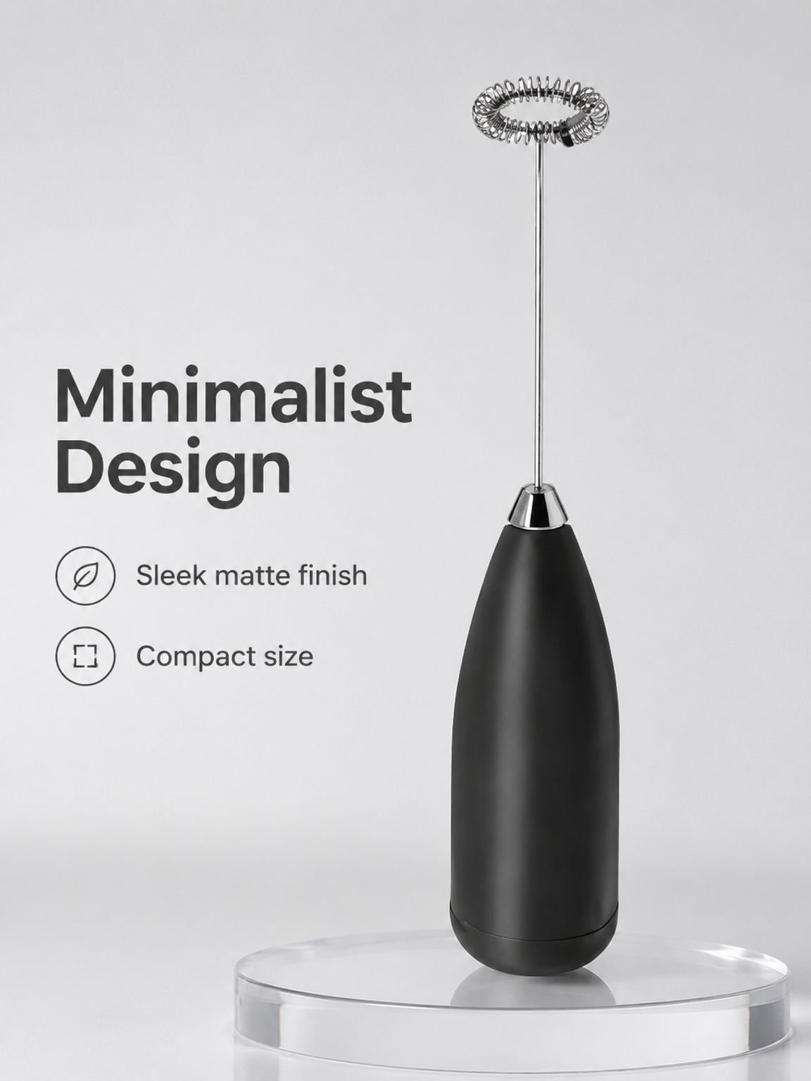 Household Mini Electric Milk Frother Mixer, Stainless Steel Handheld Milk Foamer