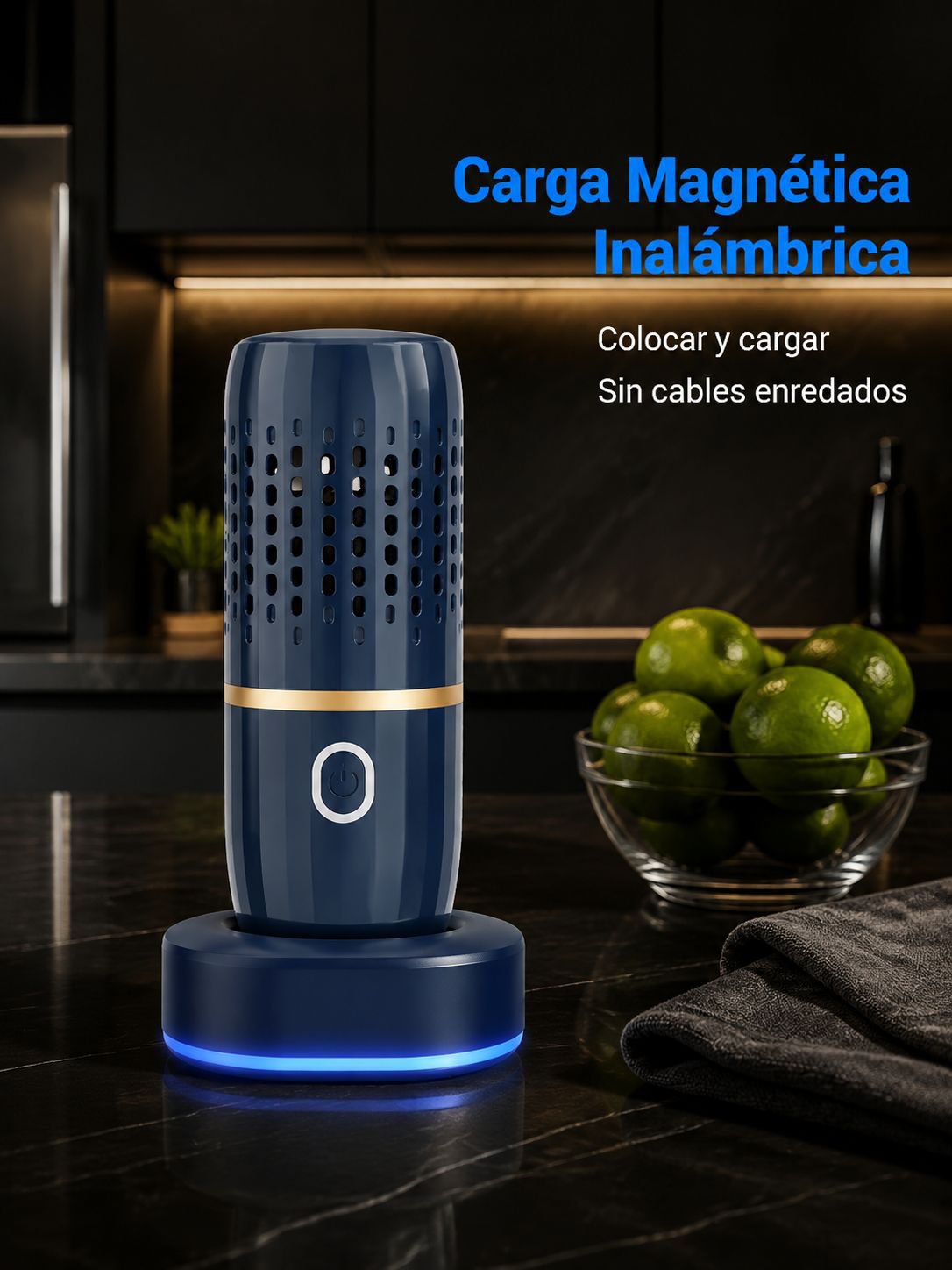 Fácil uso del purificador inalámbrico en la cocina