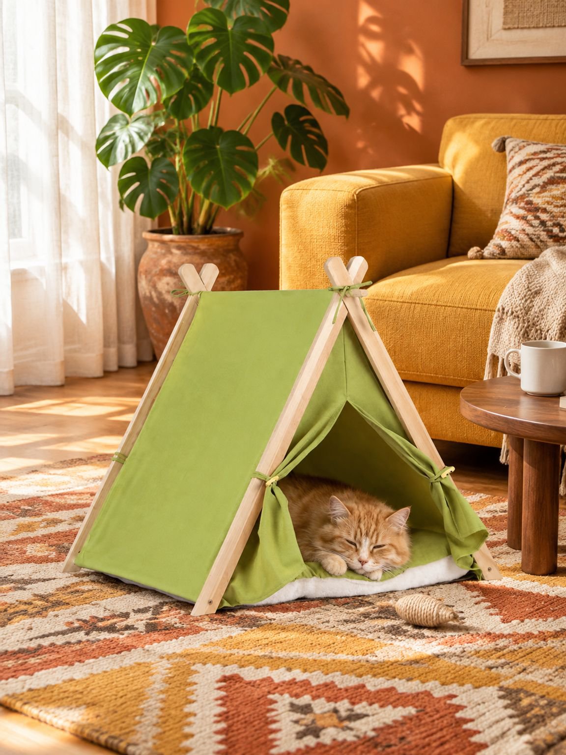 Cama para gato desmontable y lavable, tipo tienda