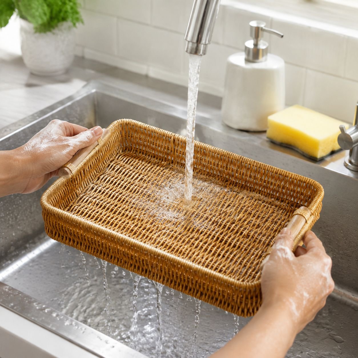 Imitation rattan fruit plate hand-woven Japanese bread basket steamed bun basket living room home st