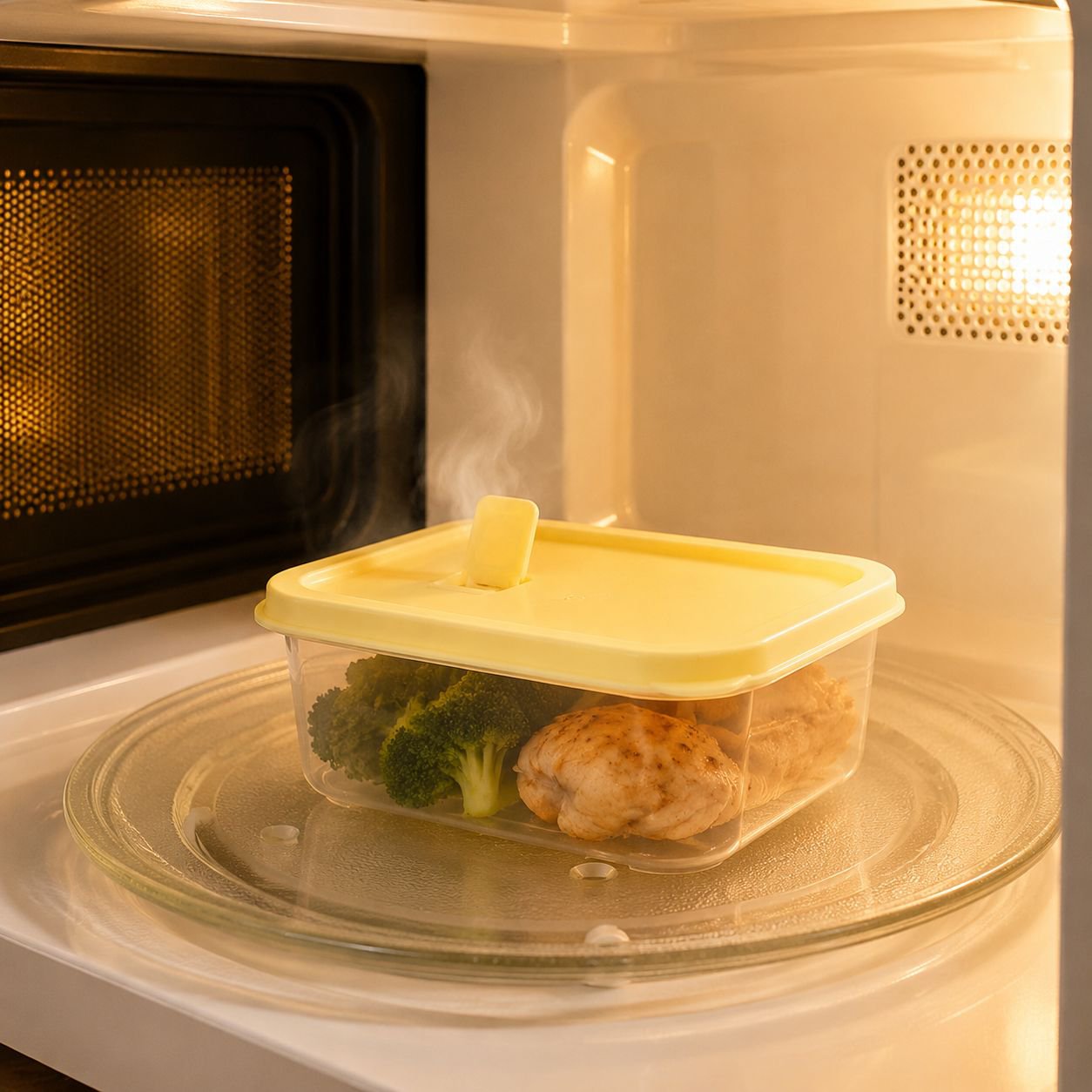 Frozen meat neatly organized in divider box