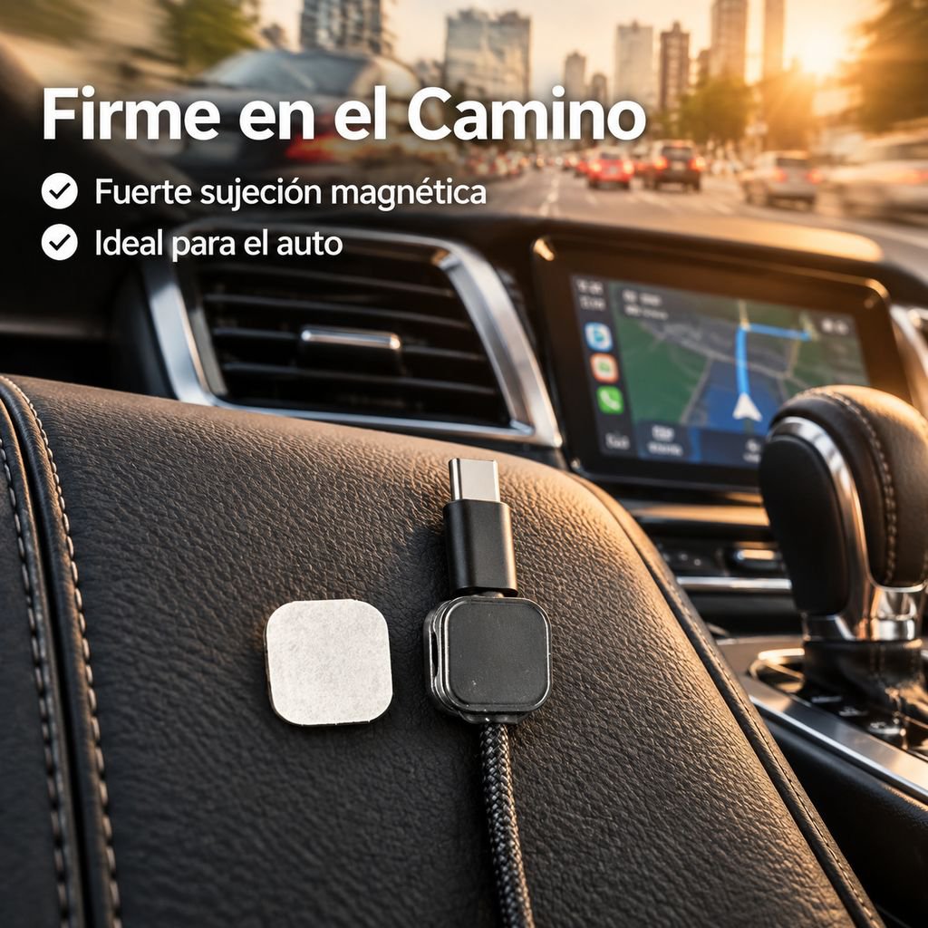 Organizador de Cables Magnético Clips para Cable de Carga USB Escritorio y Auto