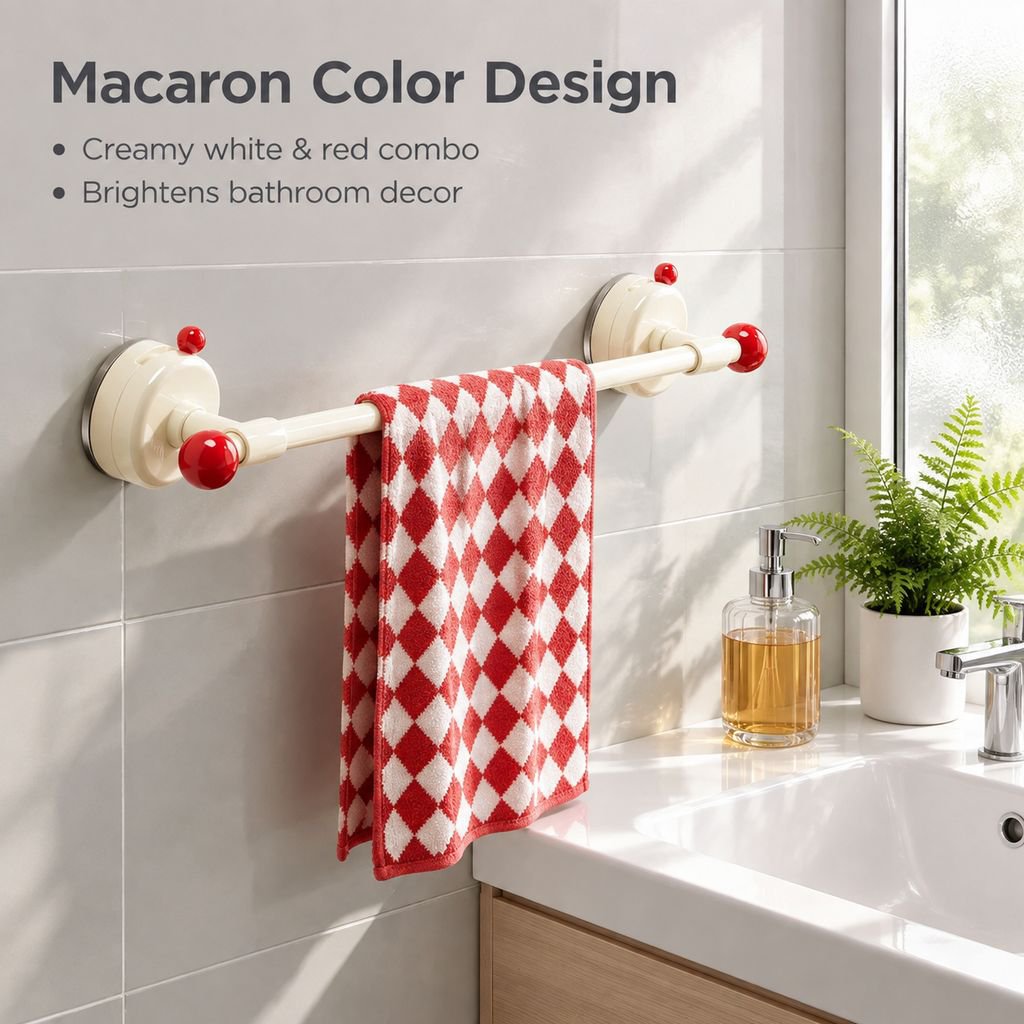 Suction Cup Towel Rack Punch-Free Wall Mounted Bathroom Towel Bar Bath Towel Shelf