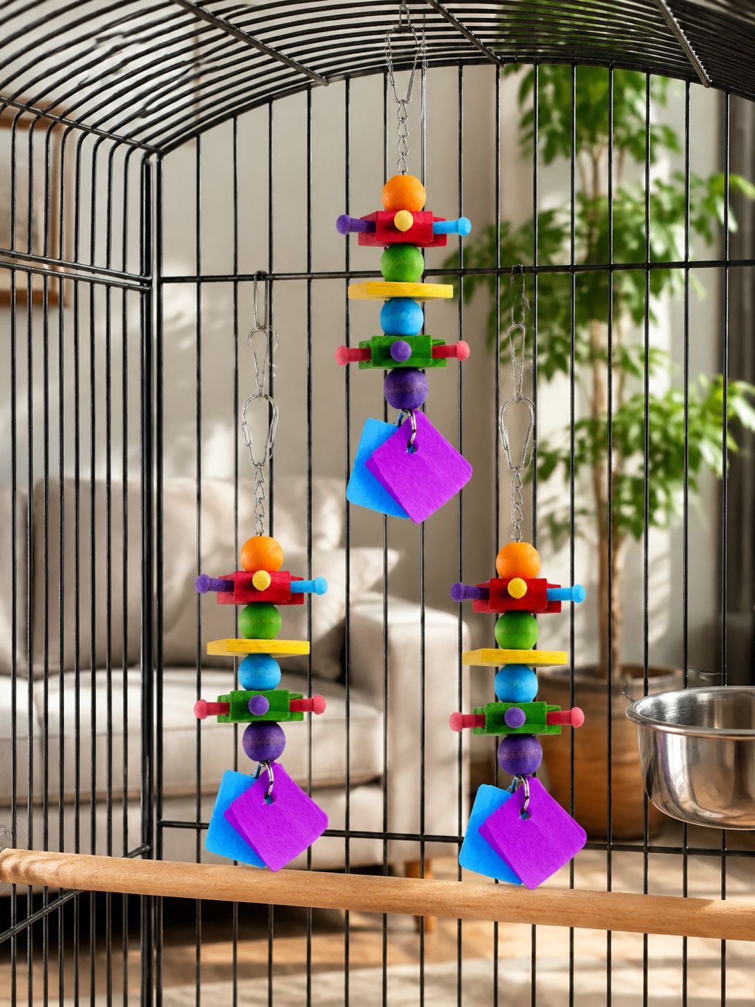 Parrot Colorful Chewing Toy Stand, Cockatiel Tiger Skin Peony Educational Toy, Claw Sharpening and B