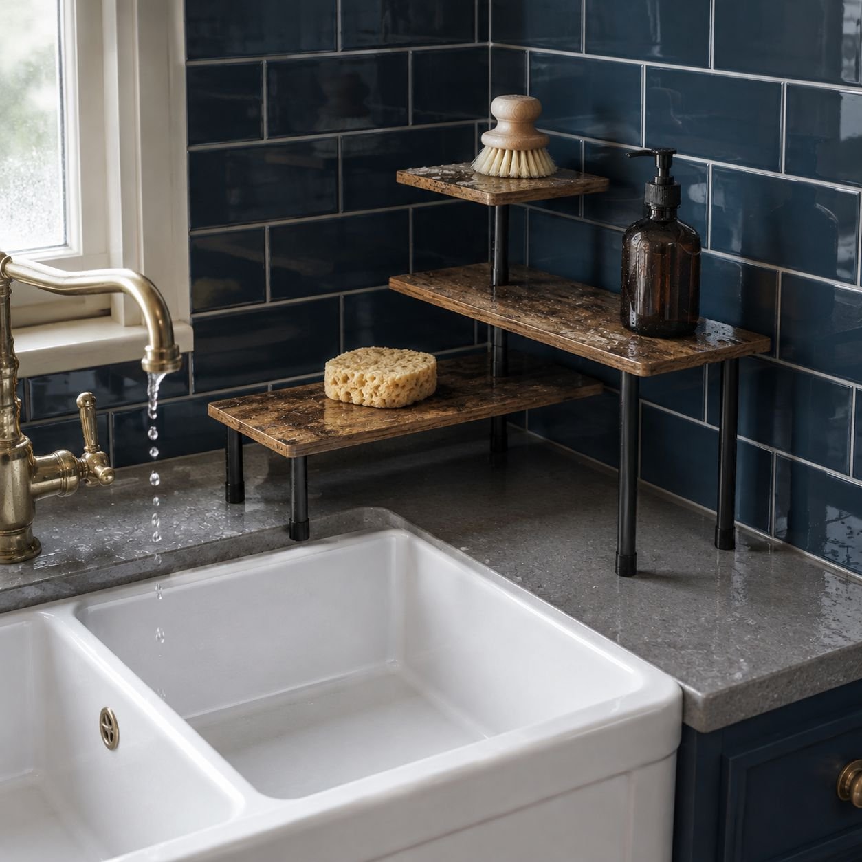 Bathroom corner shelf for toiletries and essentials